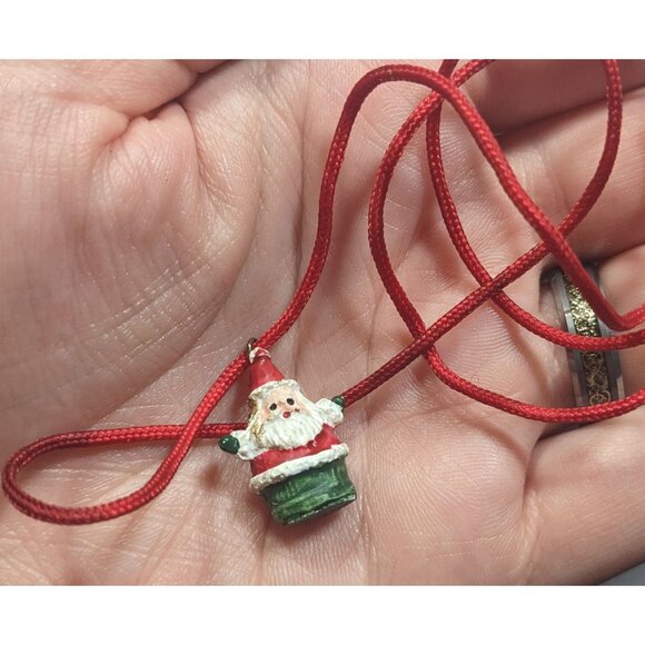 Dainty Christmas Themed Santa Pendant Necklace - Picture 5 of 6